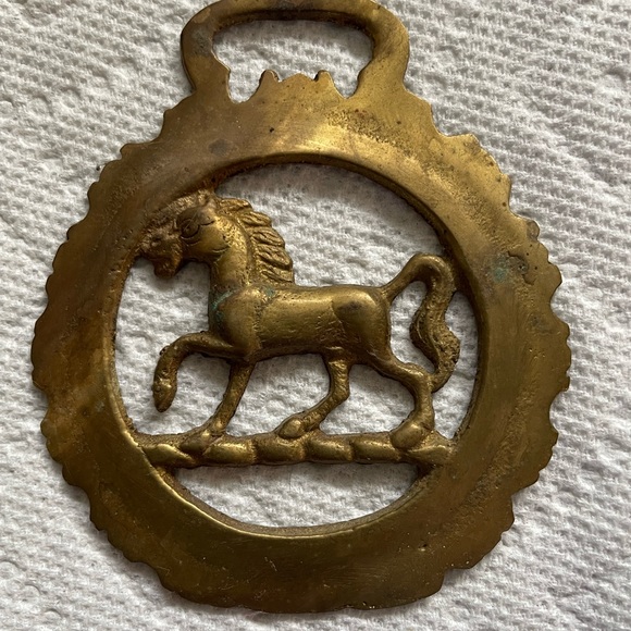 Art Vintage Brass Horse Tack Medallion Framed Prancing Horse 3x375 Inch Equestrian Poshmark